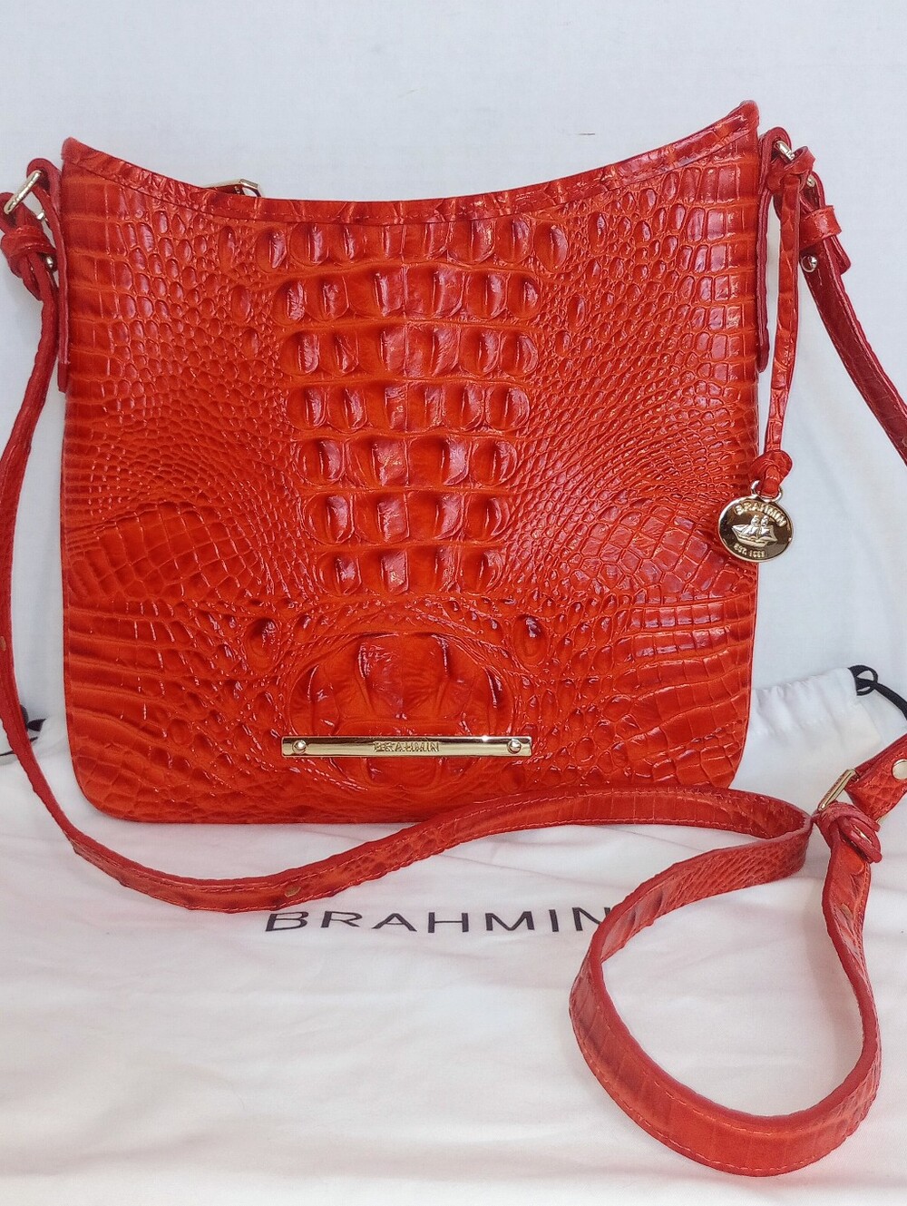 Brahmin Jody Amaryllis Melbourne Croc Embossed Leather Crossbody Bag